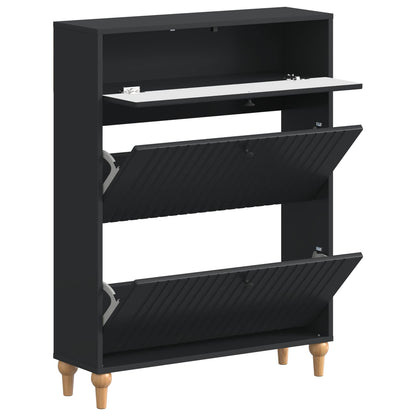 vidaXL Shoe Cabinet ALKMAAR 78 x 24 x 103 cm Engineered Wood Black