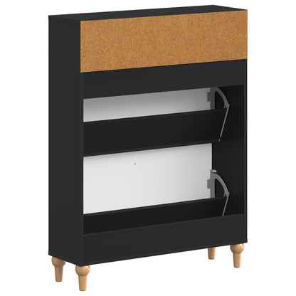 vidaXL Shoe Cabinet ALKMAAR 78 x 24 x 103 cm Engineered Wood Black