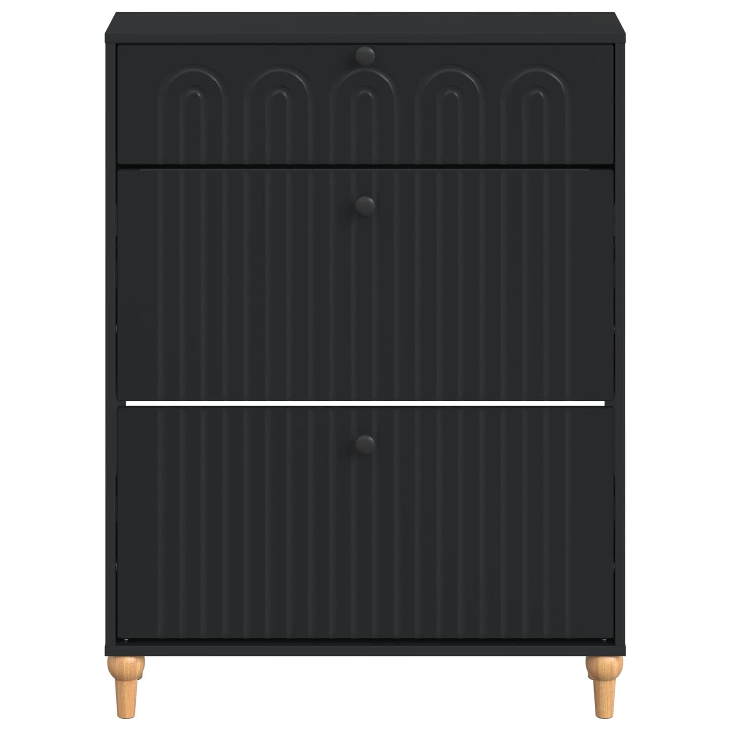 vidaXL Shoe Cabinet ALKMAAR 78 x 24 x 103 cm Engineered Wood Black