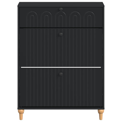 vidaXL Shoe Cabinet ALKMAAR 78 x 24 x 103 cm Engineered Wood Black