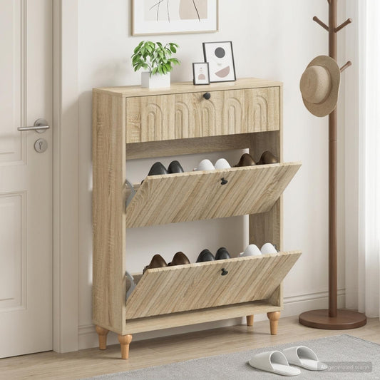vidaXL Shoe Cabinet ALKMAAR 78 x 24 x 103 cm Engineered Wood