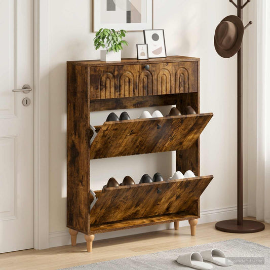 vidaXL Shoe Cabinet ALKMAAR 78 x 24 x 103 cm Engineered Wood