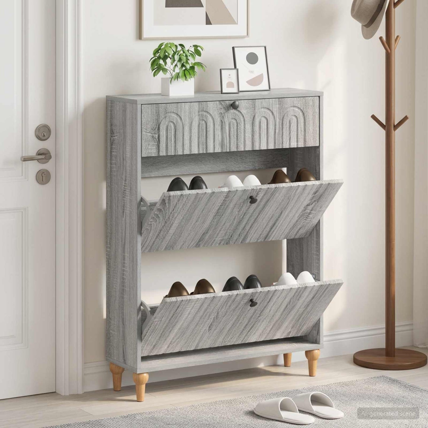 vidaXL Shoe Cabinet ALKMAAR 78 x 24 x 103 cm Engineered Wood