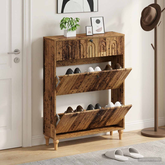 vidaXL Shoe Cabinet ALKMAAR 78 x 24 x 103 cm Engineered Wood Old Wood