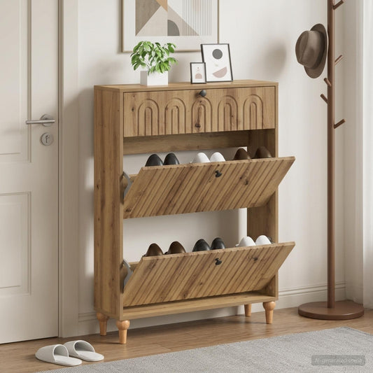 vidaXL Shoe Cabinet ALKMAAR 78 x 24 x 103 cm Engineered Wood