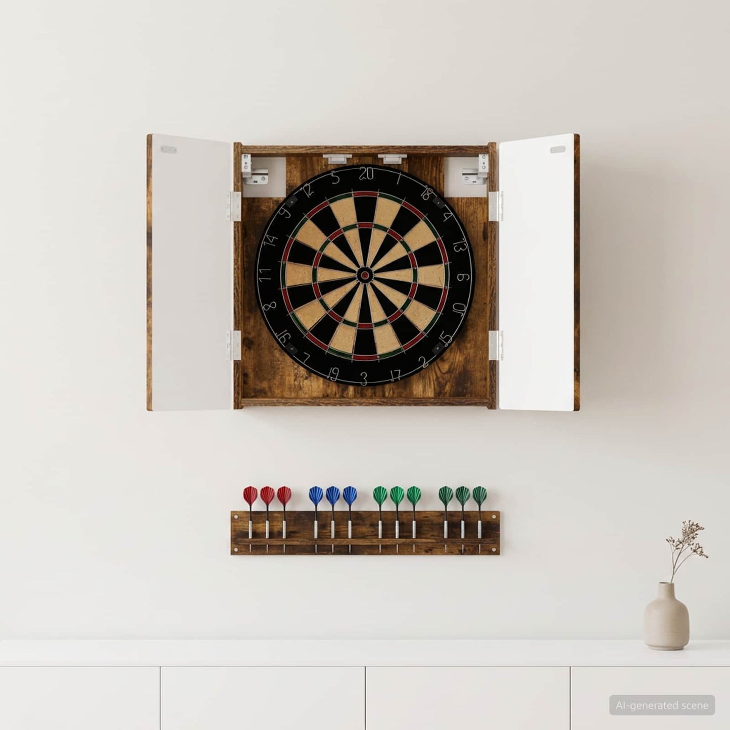 vidaXL Dartboard Cabinet DELFT Smoked Oak 52.5 x 10.5 x 53.5 cm