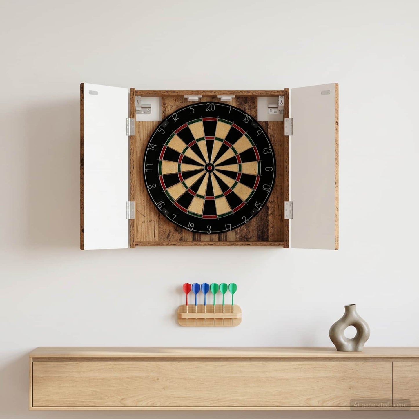 vidaXL Dartboard Cabinet ALKMAAR Old Wood 52.5 x 10.5 x 53.5 cm