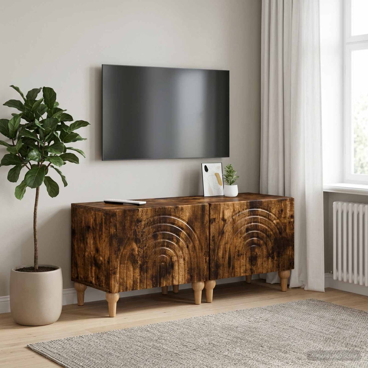 vidaXL TV Cabinet Smoked Oak Engineered Wood
