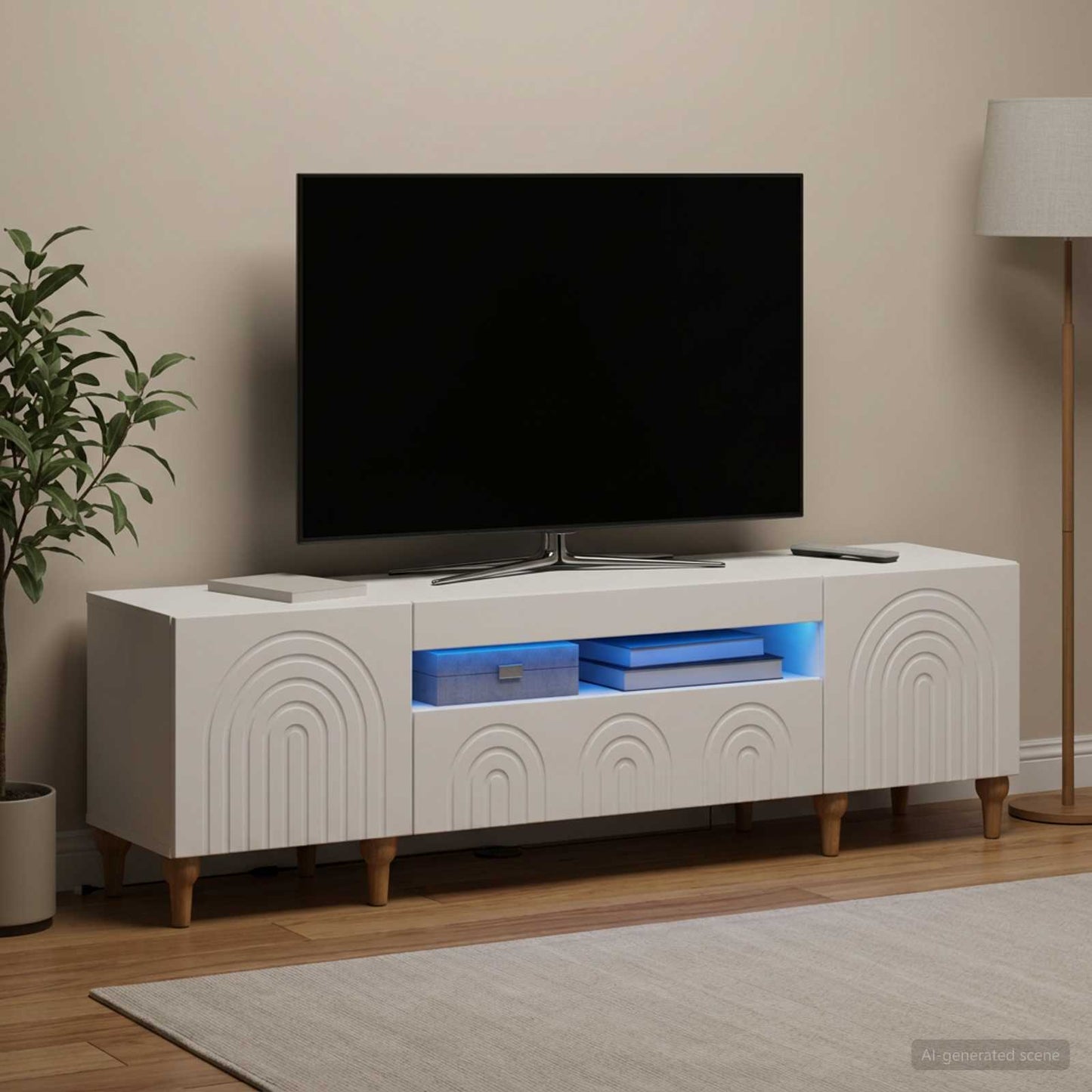 vidaXL LED TV Cabinet White Engineered Wood