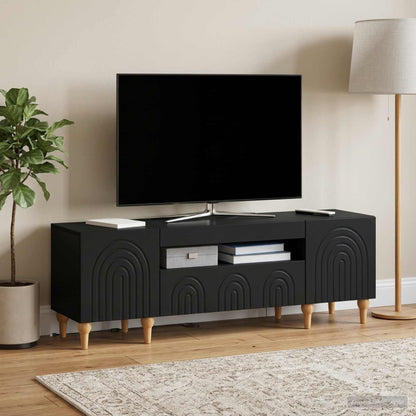 vidaXL LED TV Cabinet Black Engineered Wood