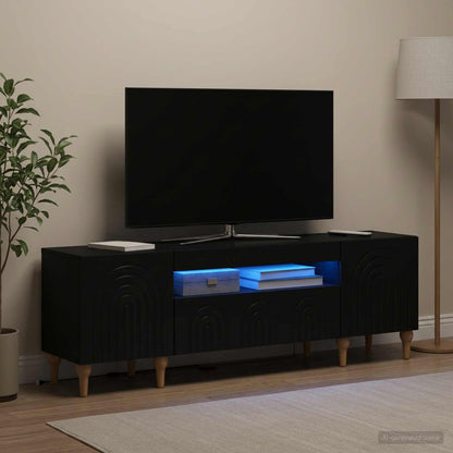 vidaXL LED TV Cabinet Black Engineered Wood