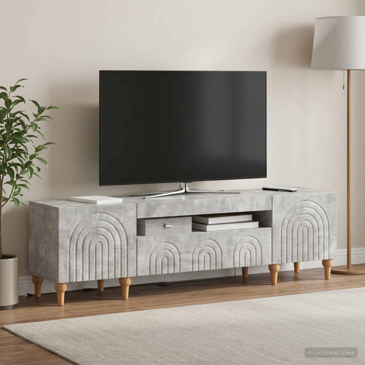 vidaXL LED TV Cabinet Concrete Grey Engineered Wood