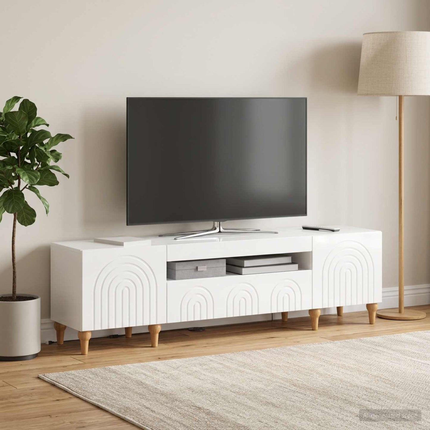 vidaXL LED TV Cabinet High Gloss White Engineered Wood