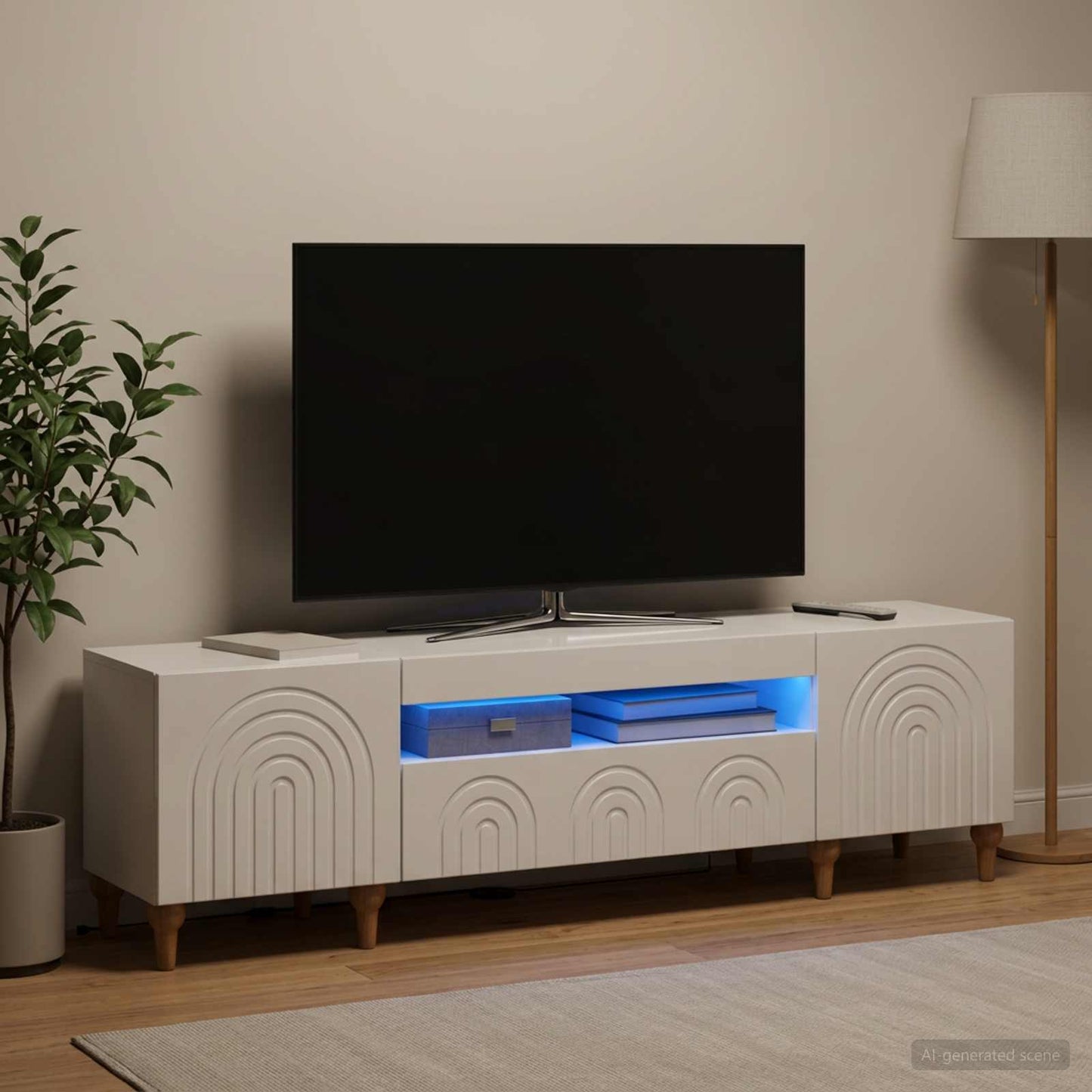 vidaXL LED TV Cabinet High Gloss White Engineered Wood