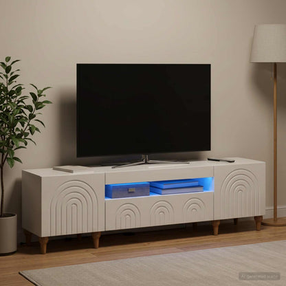 vidaXL LED TV Cabinet High Gloss White Engineered Wood
