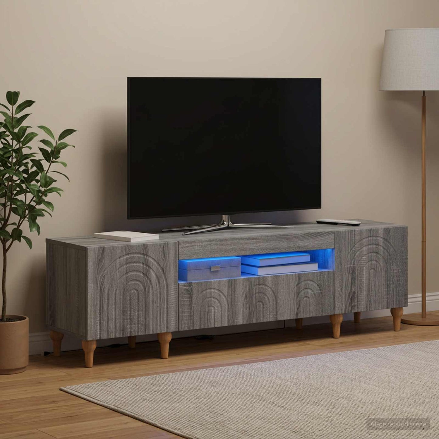 vidaXL LED TV Cabinet Grey Sonoma Engineered Wood