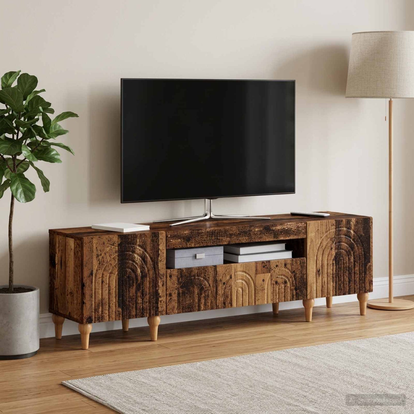 vidaXL LED TV Cabinet Old Wood Engineered Wood