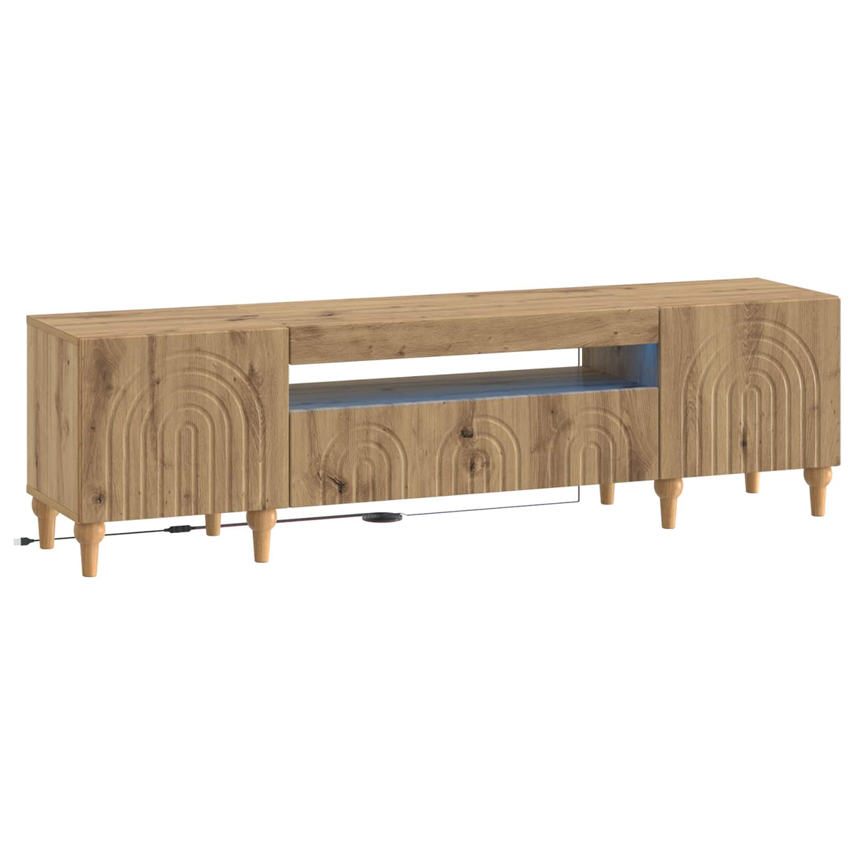 vidaXL LED TV Cabinet ALKMAAR 153 x 35 x 43 cm Artisan Oak
