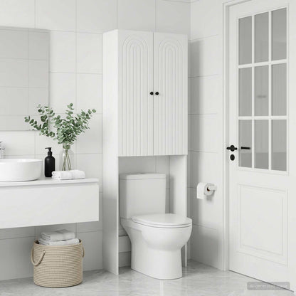 vidaXL Toilet Cabinet ALKMAAR White 66 x 25.5 x 190 cm Engineered Wood