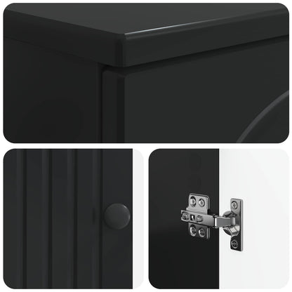 vidaXL Toilet Cabinet ALKMAAR Black 66 x 25.5 x 190 cm Engineered Wood