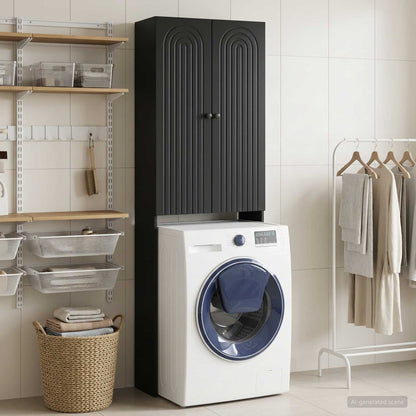 vidaXL Toilet Cabinet ALKMAAR Black 66 x 25.5 x 190 cm Engineered Wood