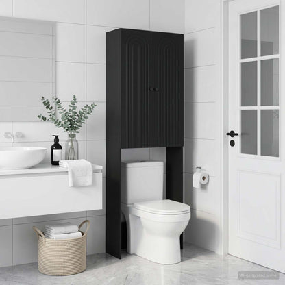 vidaXL Toilet Cabinet ALKMAAR Black 66 x 25.5 x 190 cm Engineered Wood