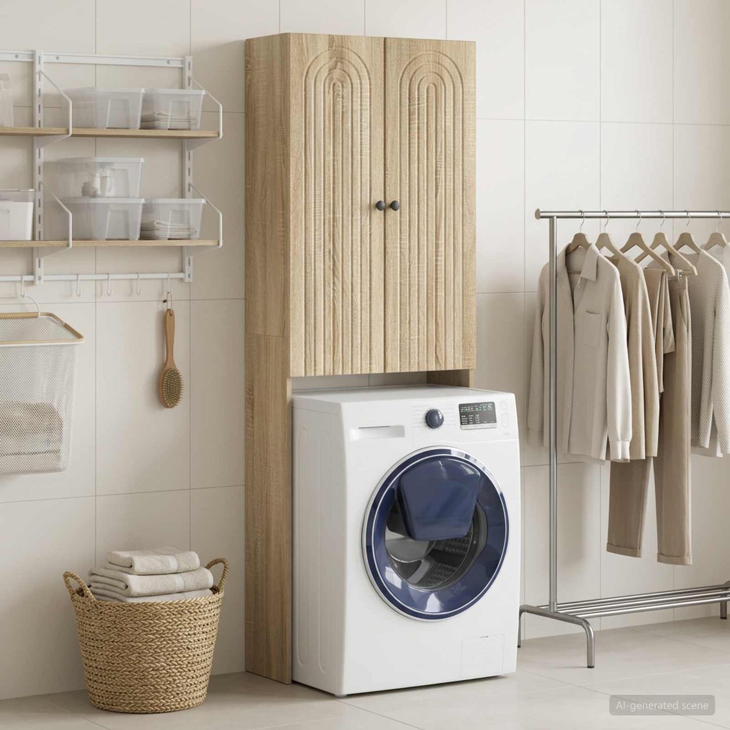 vidaXL Toilet Cabinet ALKMAAR Sonoma Oak 66 x 25.5 x 190 cm