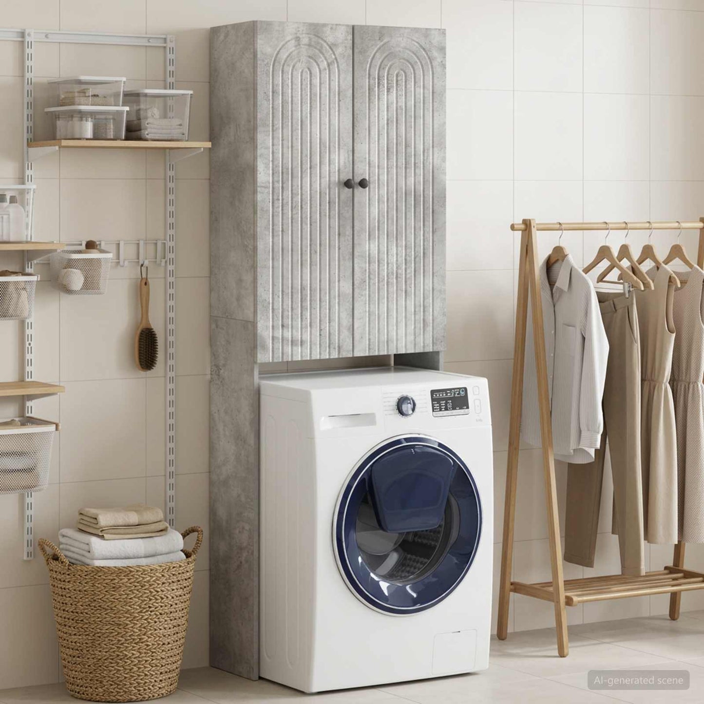 vidaXL Toilet Cabinet ALKMAAR Concrete Grey 66 x 25.5 x 190 cm