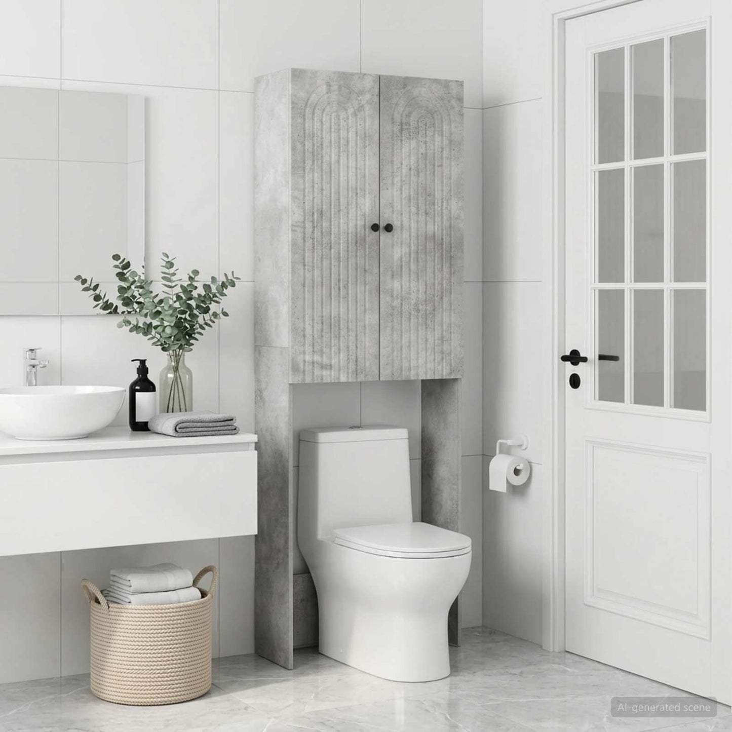 vidaXL Toilet Cabinet ALKMAAR Concrete Grey 66 x 25.5 x 190 cm