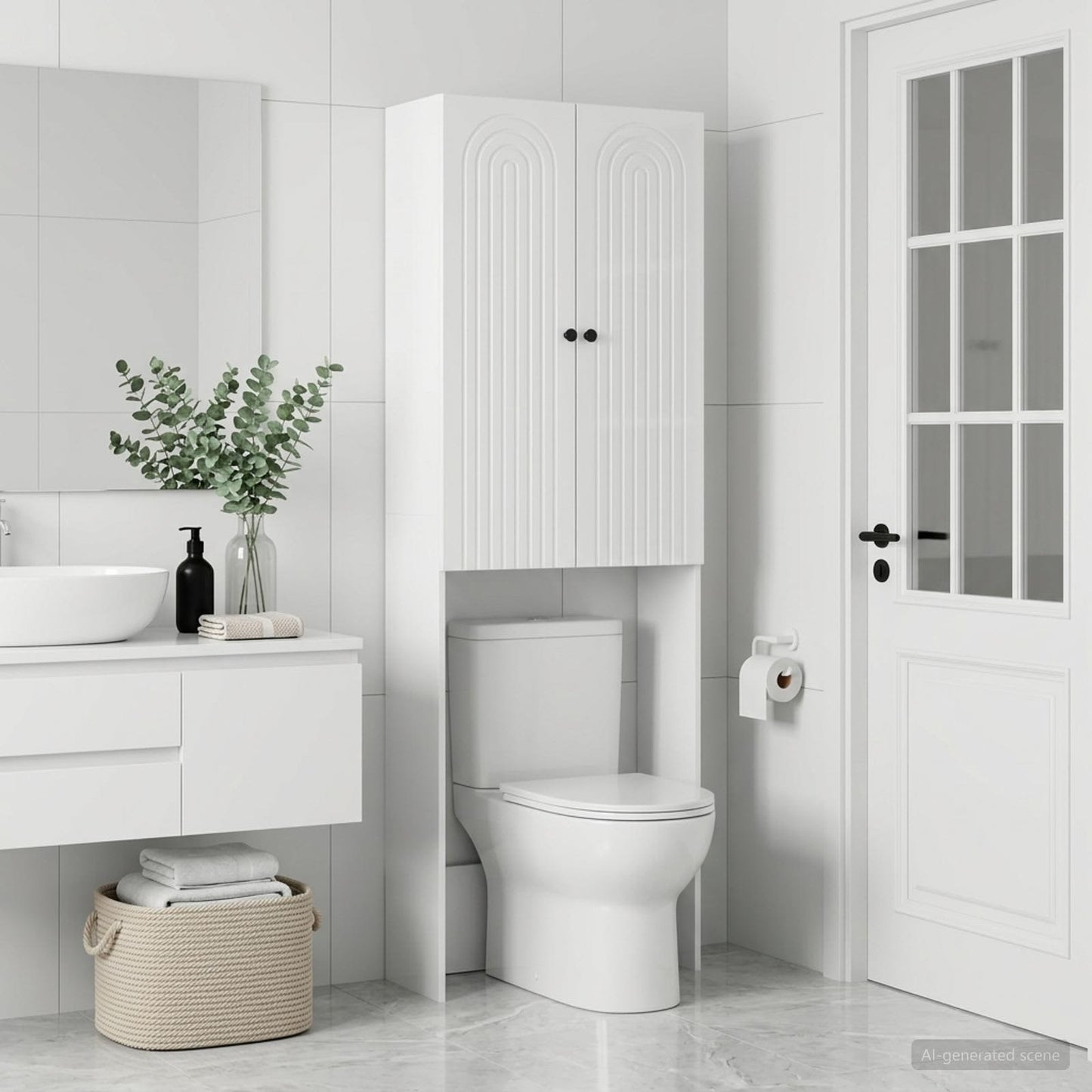 vidaXL Toilet Cabinet ALKMAAR High Gloss White 66 x 25.5 x 190 cm