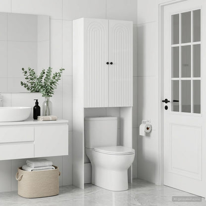 vidaXL Toilet Cabinet ALKMAAR High Gloss White 66 x 25.5 x 190 cm