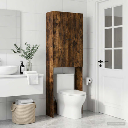 vidaXL Toilet Cabinet ALKMAAR Smoked Oak 66 x 25.5 x 190 cm