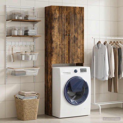 vidaXL Toilet Cabinet ALKMAAR Smoked Oak 66 x 25.5 x 190 cm