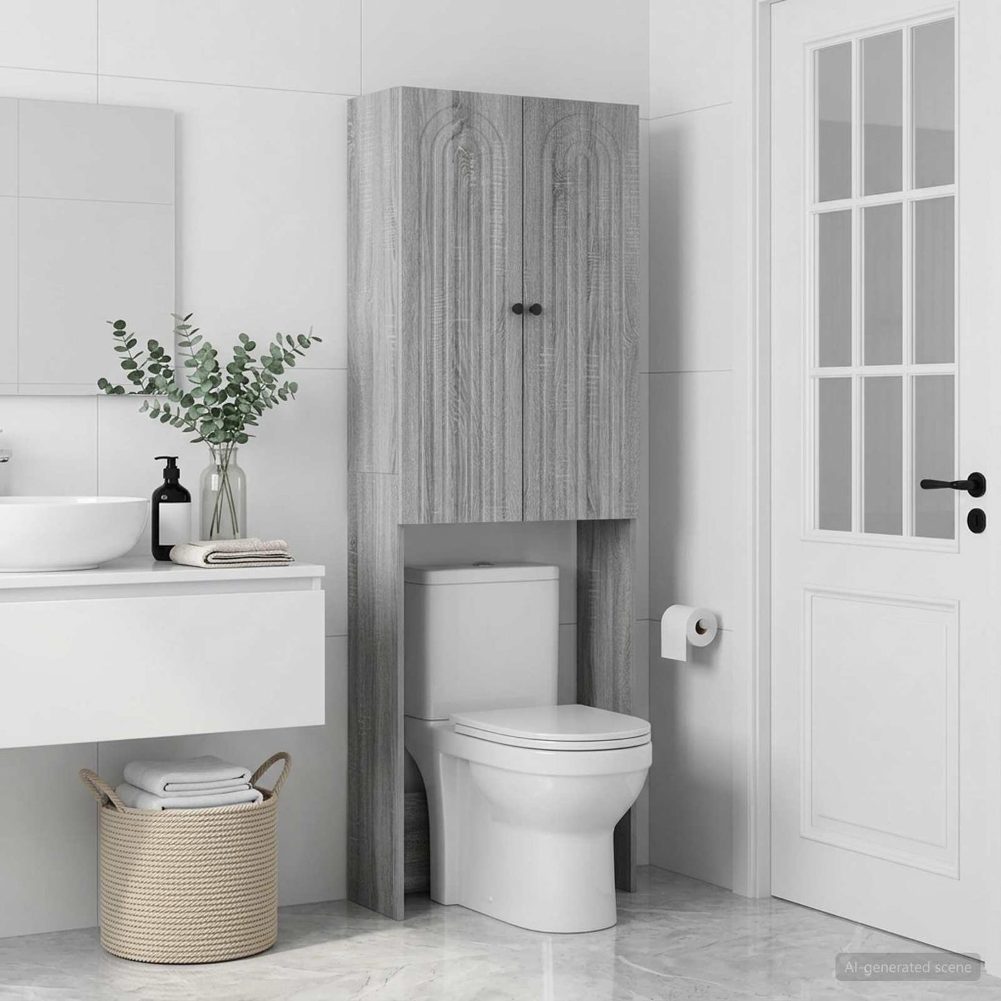 vidaXL Toilet Cabinet ALKMAAR Grey Sonoma 66 x 25.5 x 190 cm