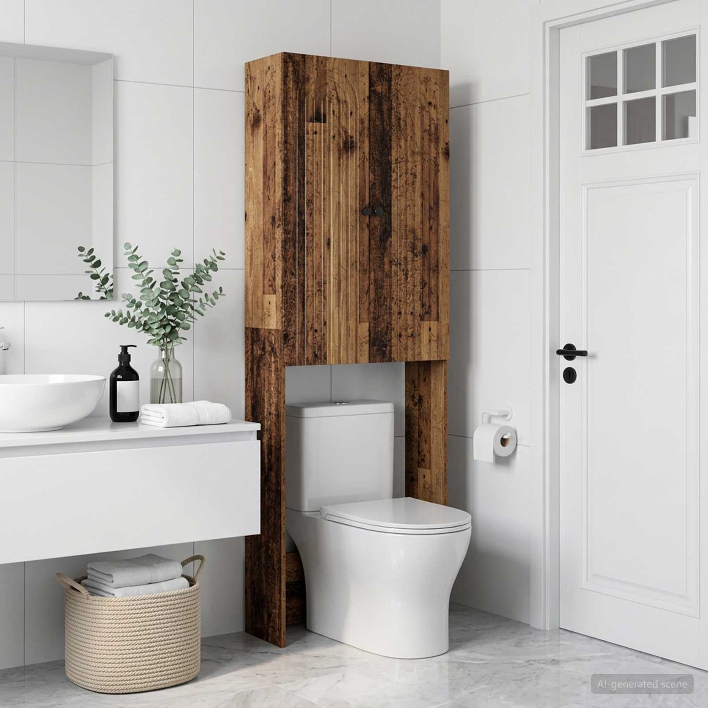 vidaXL Toilet Cabinet ALKMAAR Old Wood 66 x 25.5 x 190 cm
