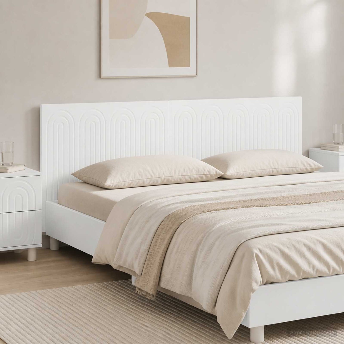 vidaXL Wall-Mounted Headboard ALKMAAR White Engineered Wood