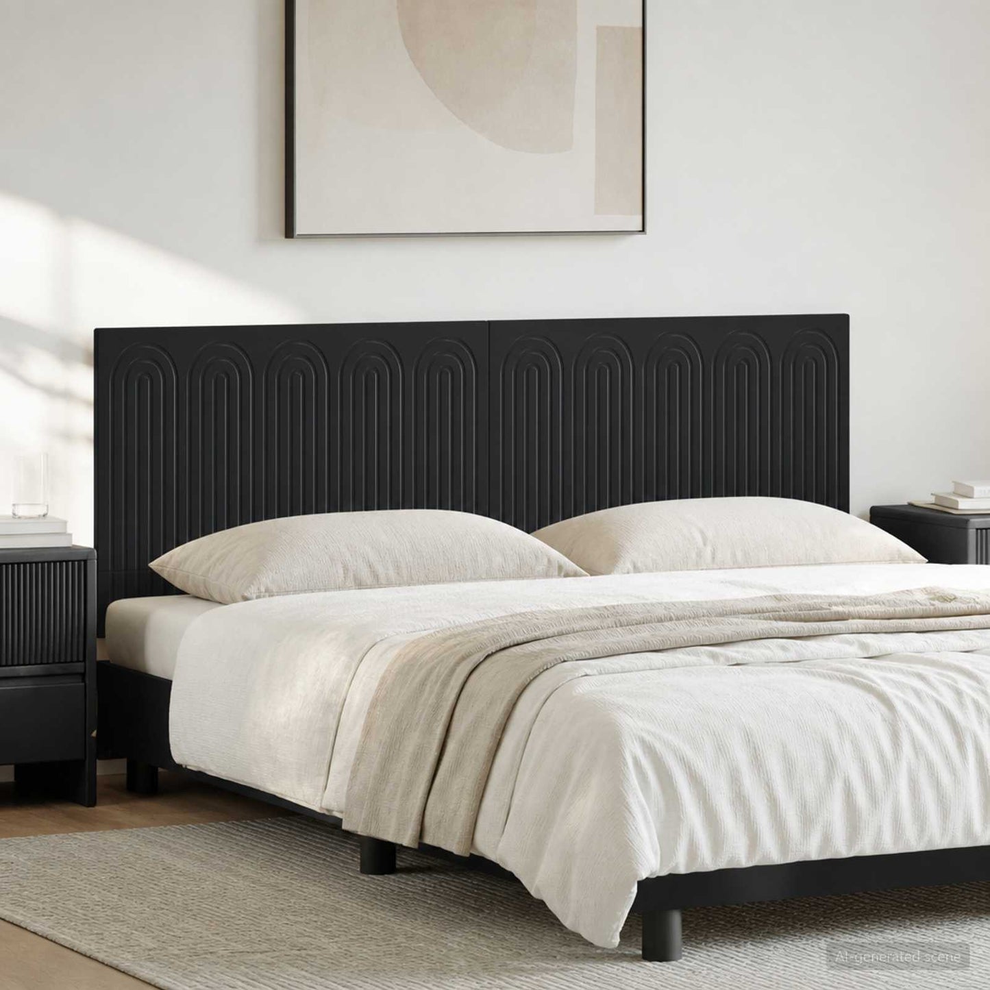 vidaXL Wall-Mounted Headboard ALKMAAR Black Engineered Wood