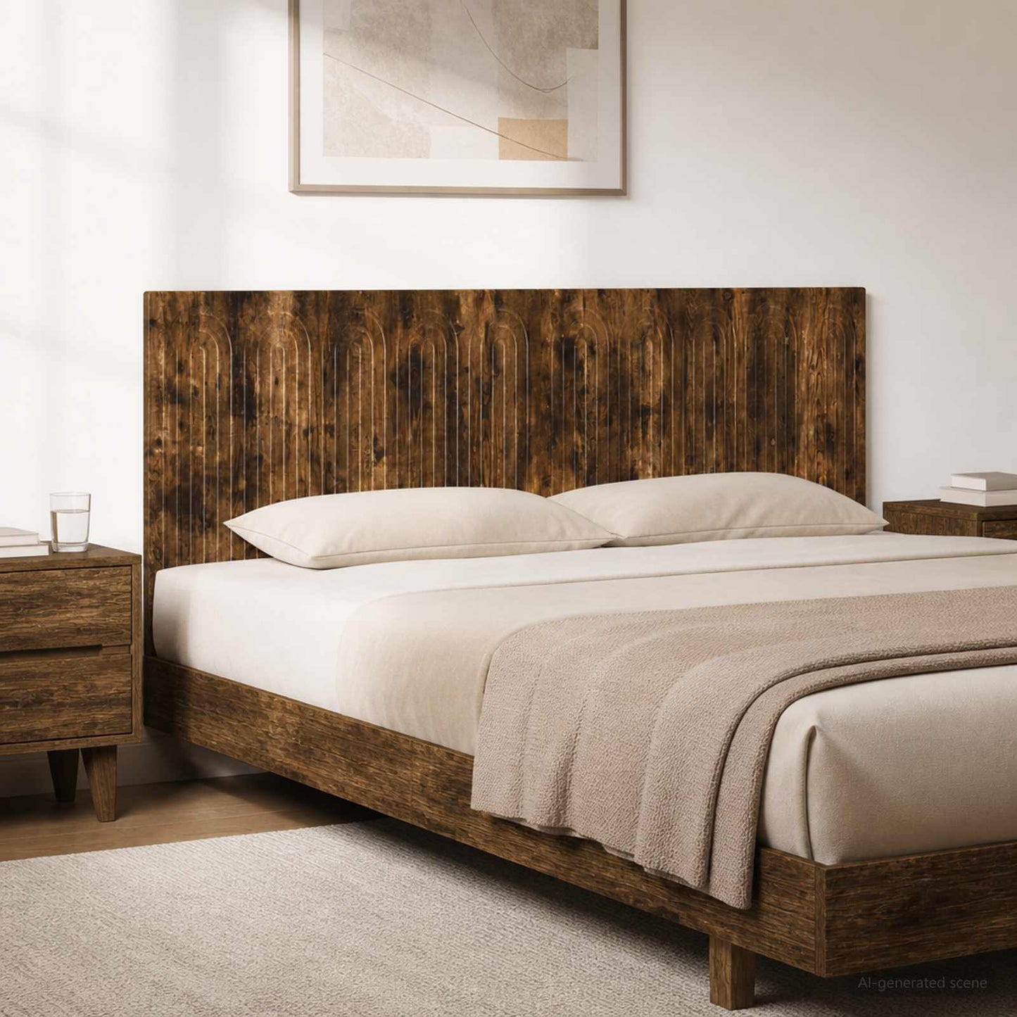 vidaXL Wall-Mounted Headboard ALKMAAR Smoked Oak Engineered Wood