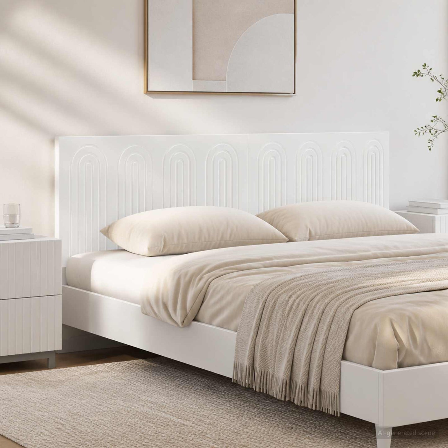 vidaXL Wall-Mounted Headboard ALKMAAR High Gloss White Engineered Wood