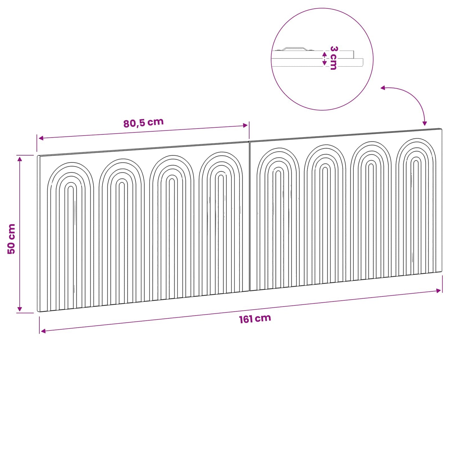 vidaXL Wall-Mounted Headboard ALKMAAR White Engineered Wood