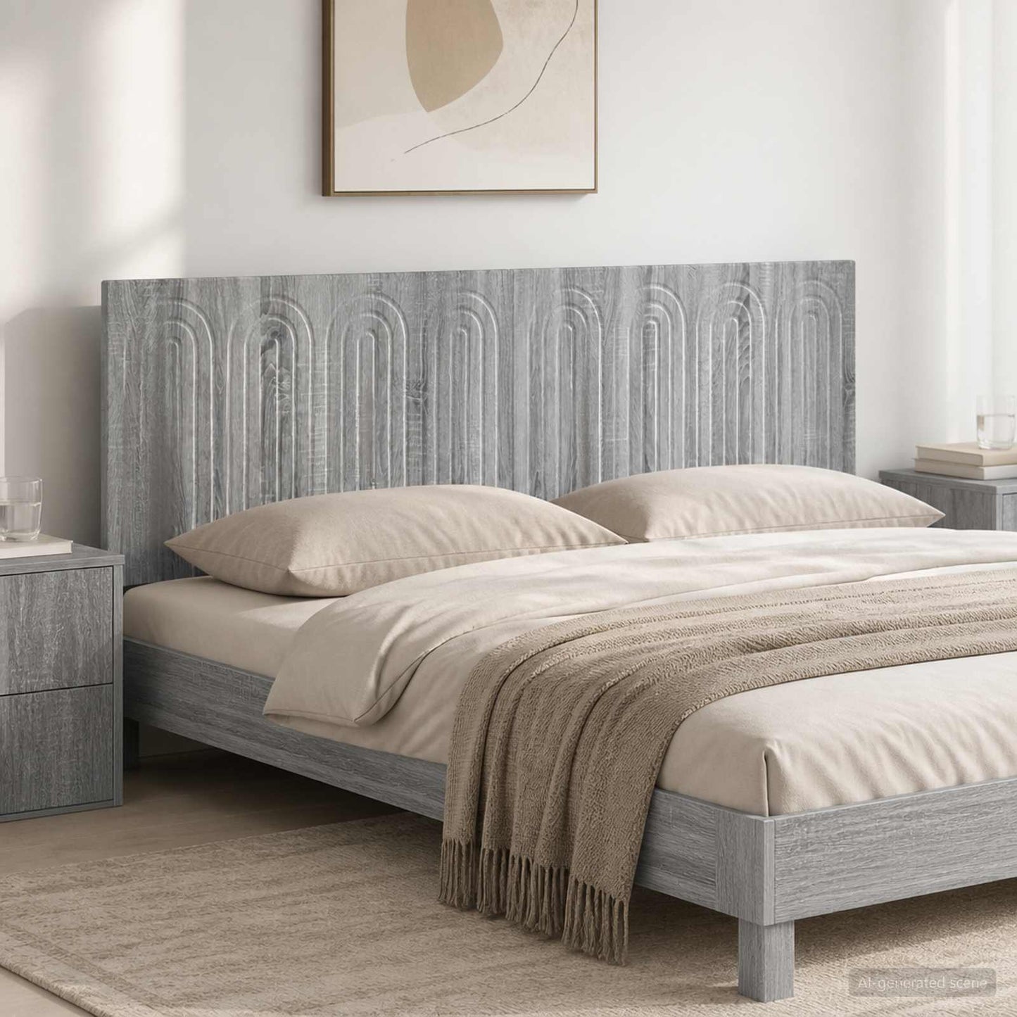 vidaXL Wall-Mounted Headboard ALKMAAR Grey Sonoma Engineered Wood