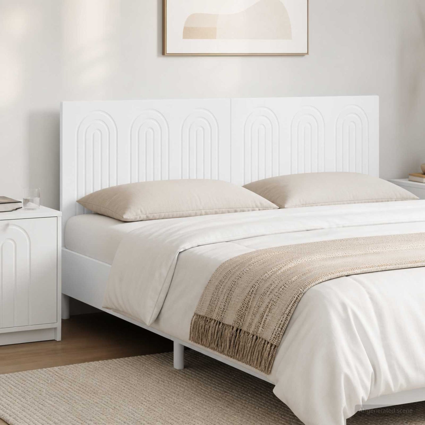 vidaXL Wall-Mounted Headboard ALKMAAR White Engineered Wood