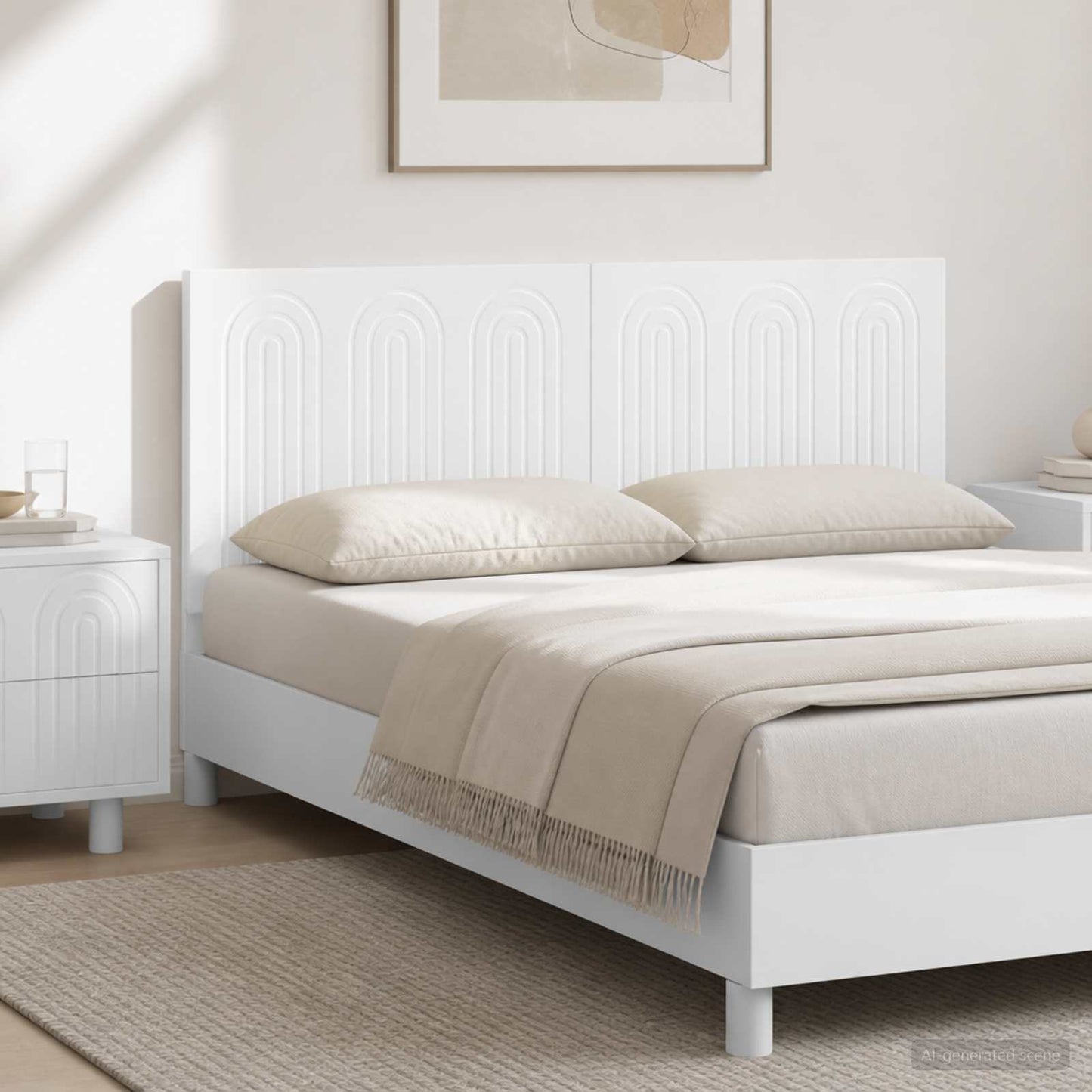 vidaXL Wall-Mounted Headboard ALKMAAR High Gloss White Engineered Wood