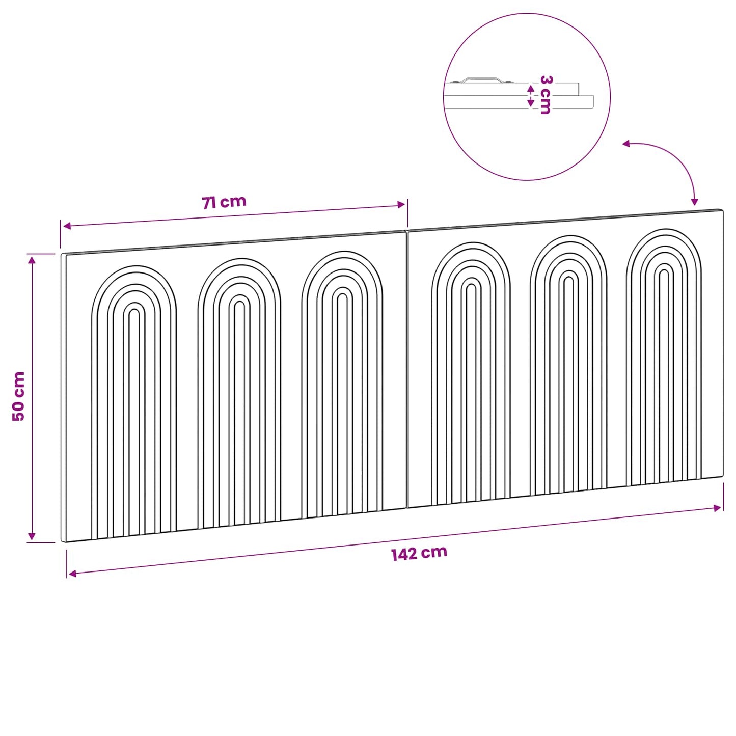 vidaXL Wall-Mounted Headboard ALKMAAR High Gloss White Engineered Wood