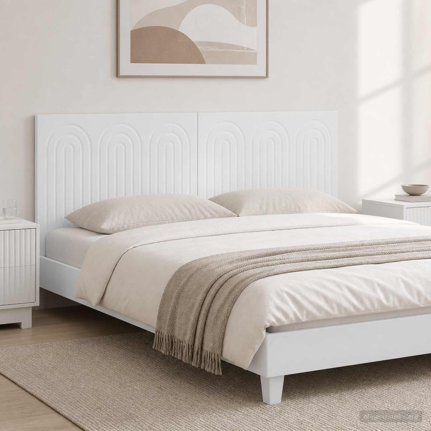 vidaXL Wall-Mounted Headboard ALKMAAR White Engineered Wood