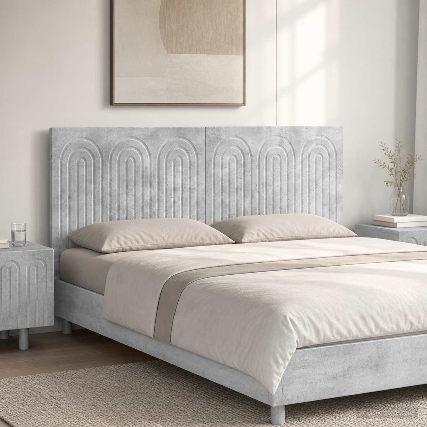 vidaXL Wall-Mounted Headboard ALKMAAR Concrete Grey Engineered Wood