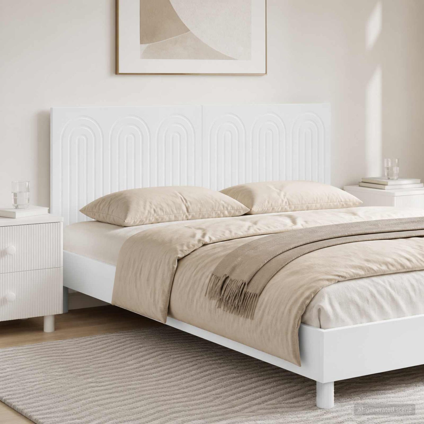 vidaXL Wall-Mounted Headboard ALKMAAR High Gloss White Engineered Wood