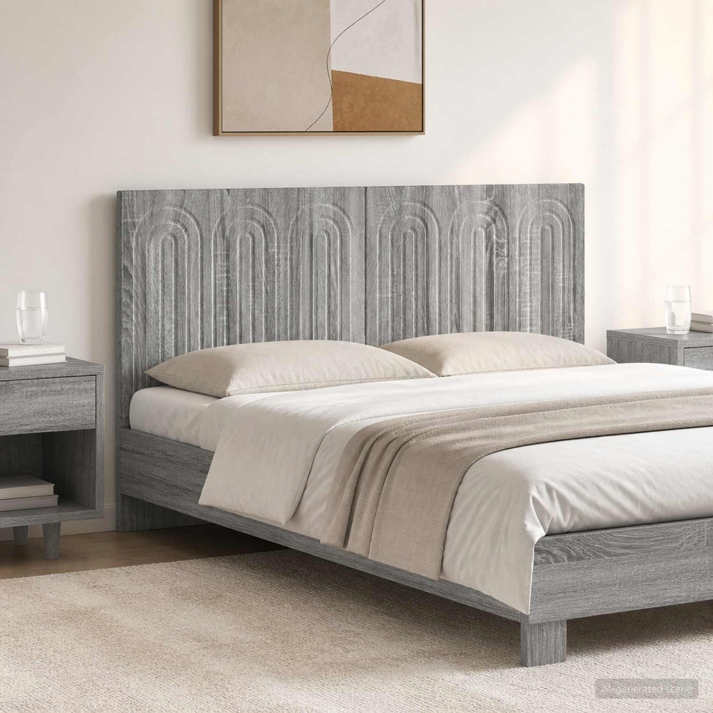 vidaXL Wall-Mounted Headboard ALKMAAR Grey Sonoma Engineered Wood