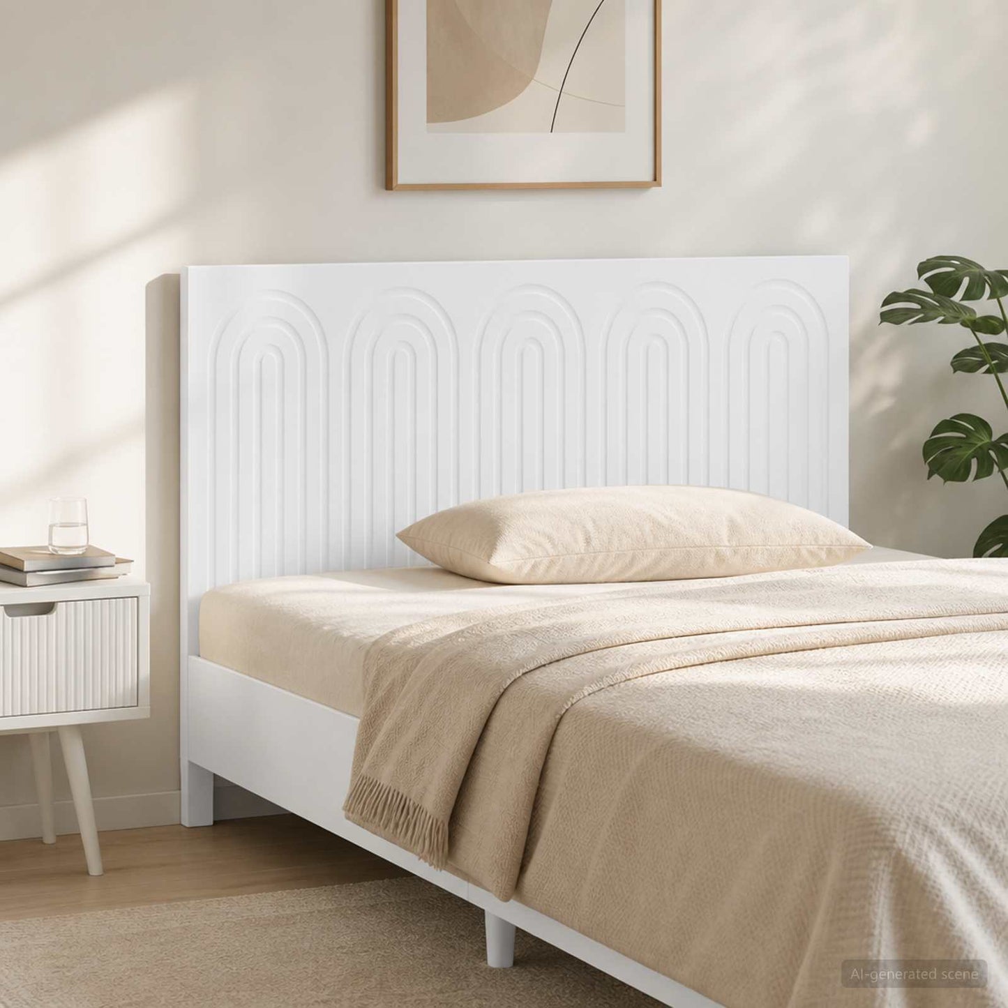 vidaXL Wall-Mounted Headboard ALKMAAR White Engineered Wood