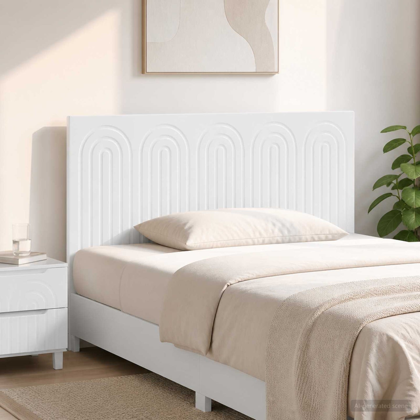 vidaXL Wall-Mounted Headboard ALKMAAR High Gloss White Engineered Wood
